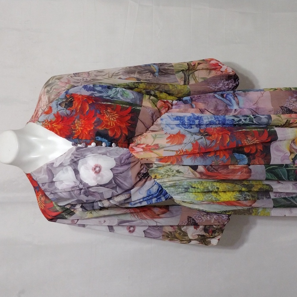 Dalia Macphee Mixed Patchwork Print Sheer Maxi Dr… - image 2